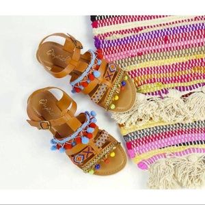 Multicolor Boho Ethnic Embellished Gladiator